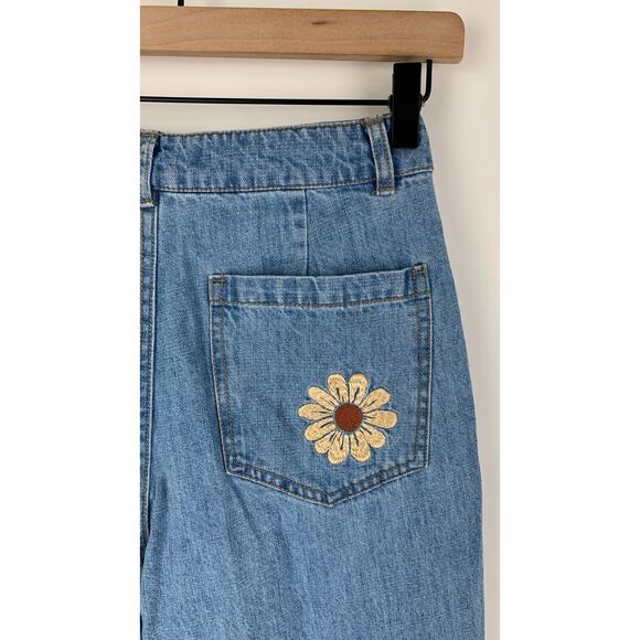 Princess Highway Womens Floral Embroidered Blue Denim Lindy Jeans AU 8 US Size 4 - Picture 6 of 10